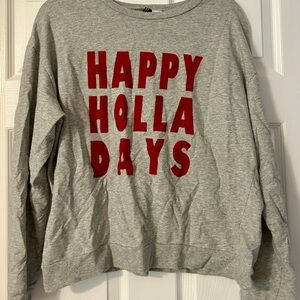 Gray Holiday Sweatshirt with Red Lettering